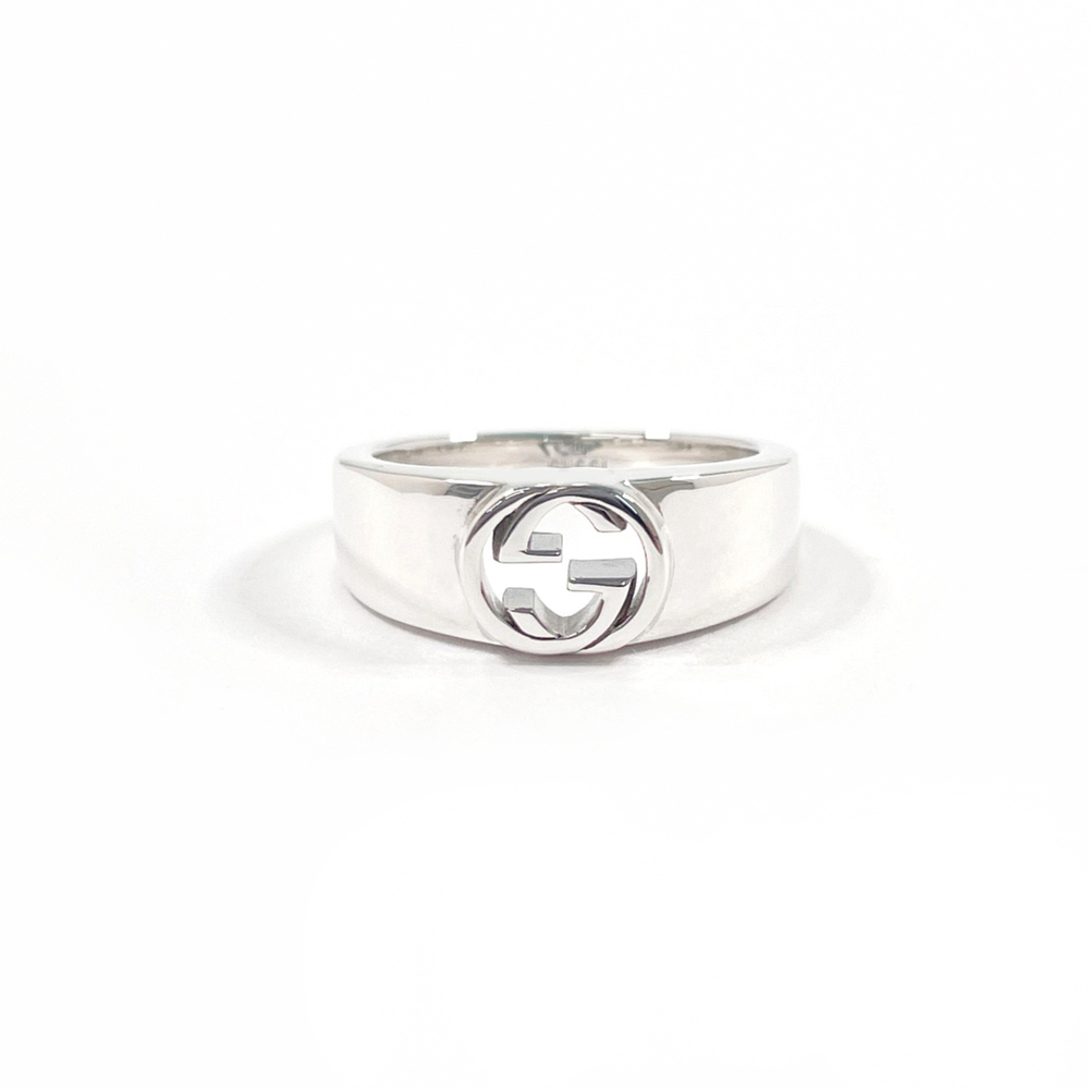 GUCCI Interlocking G Ring, Sterling Silver 925, Size 15, Silver, Men's